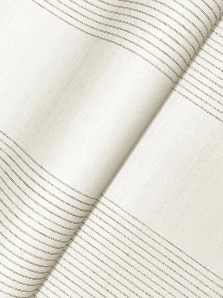 Ronald Redding Archer Stripe Faux Linen Wallpaper - Light Grey — Ảnh 4