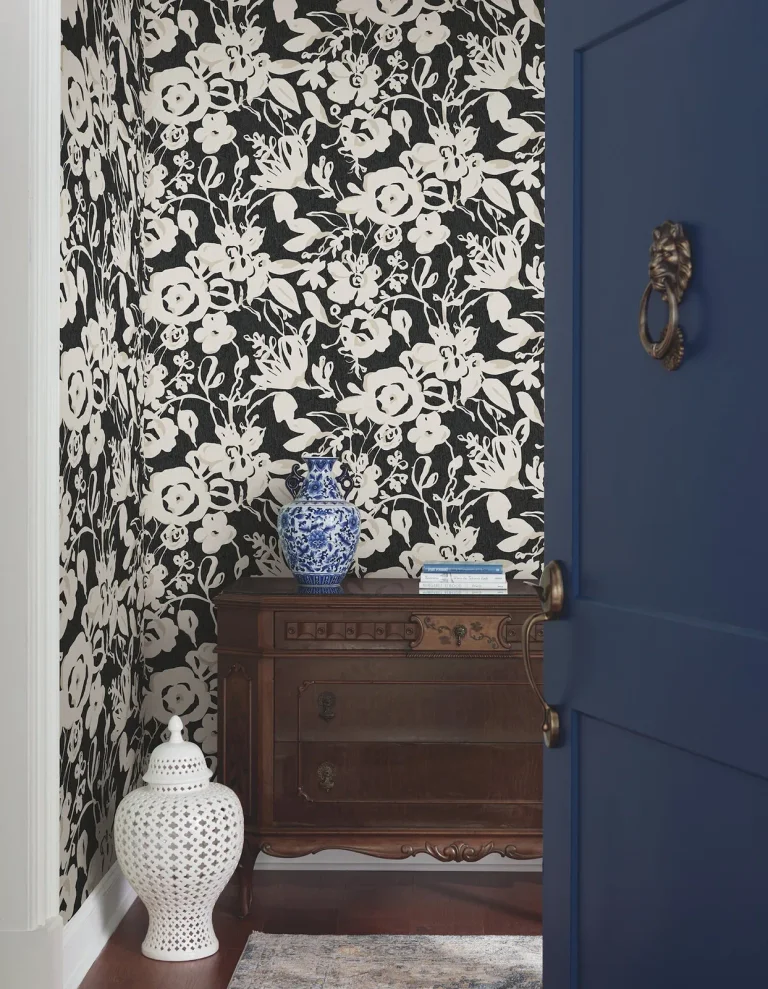 Brushstroke Floral Wallpaper - Black — Ảnh 6