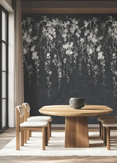 Ronald Redding Sakura Blooms Wall Mural - Black