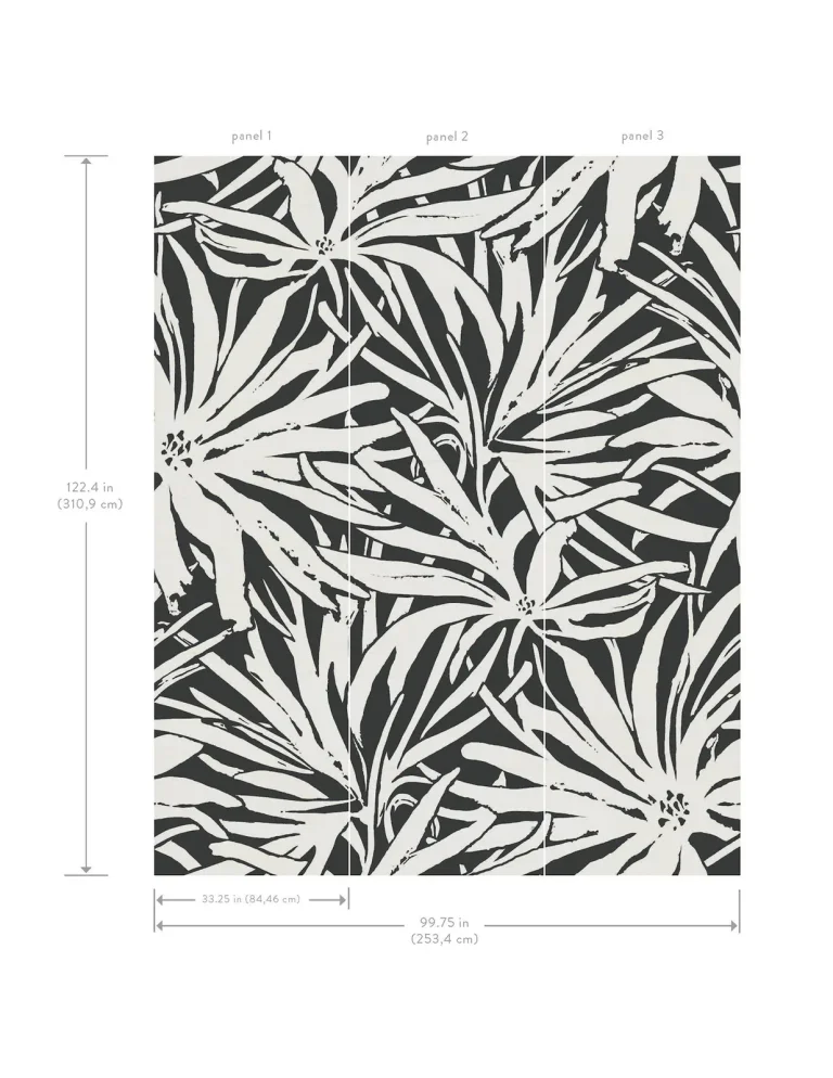 Floral Canopy Wallpaper - Black Mural