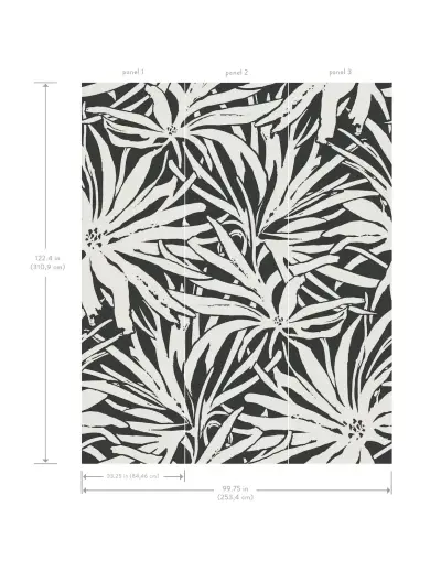 Floral Canopy Wallpaper - Black Mural