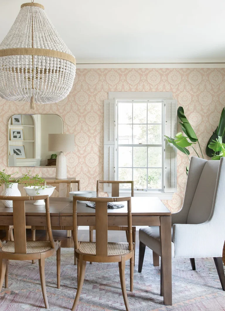Chesapeake Helm Damask Floral Medallion Wallpaper - Blush — Ảnh 3