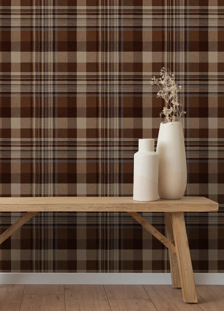 Chesapeake Dutton Plaid Flannel Wallpaper - Rust — Ảnh 3