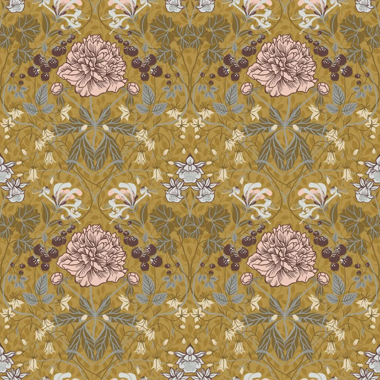 Celestine Floral Wallpaper - Mustard — Image 3