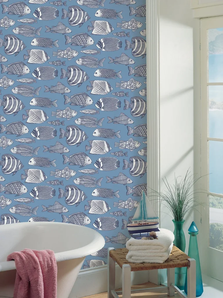 Wailea Tropical School Wallpaper - Sky Blue — Ảnh 3