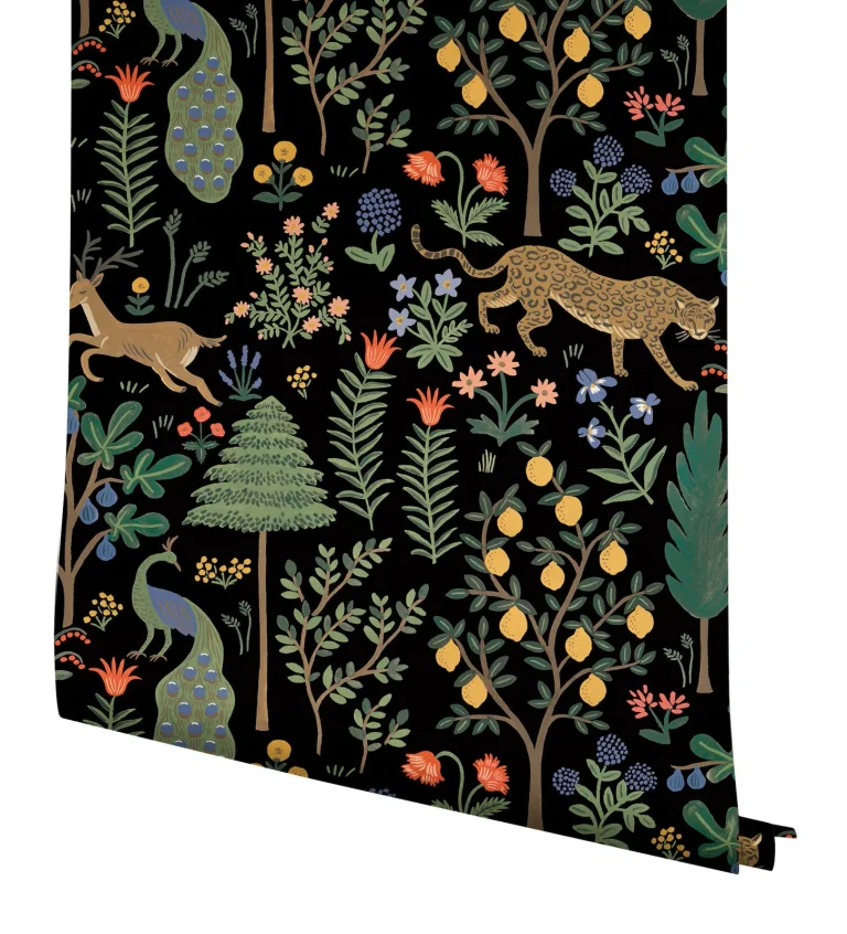 Rifle Paper Co. Menagerie Peel and Stick Wallpaper - Black — Ảnh 4