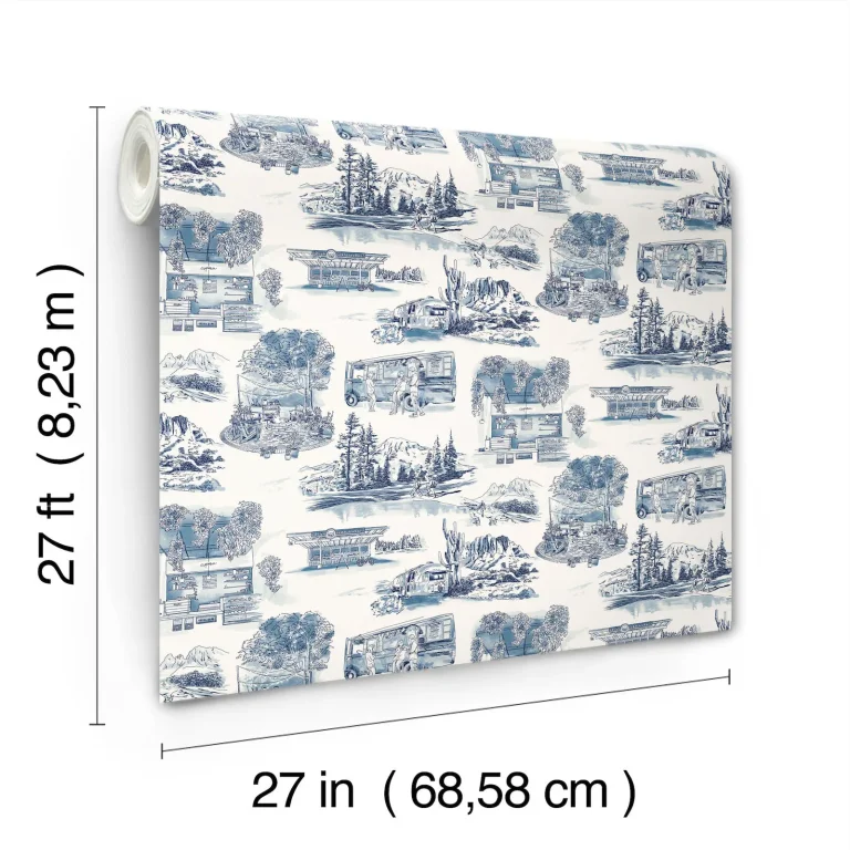 Modern Vista Toile Wallpaper - Navy — Ảnh 8