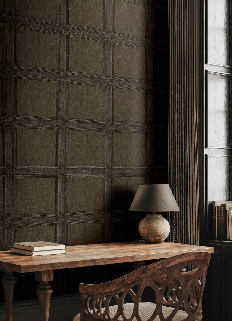 Chris Loves Julia Moorland Wood Panel Wallpaper - Dark Brown — Ảnh 6