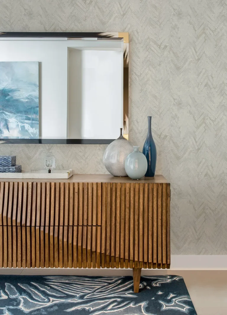 Amesemi Distressed Herringbone Wallpaper - Off-white — Image 4