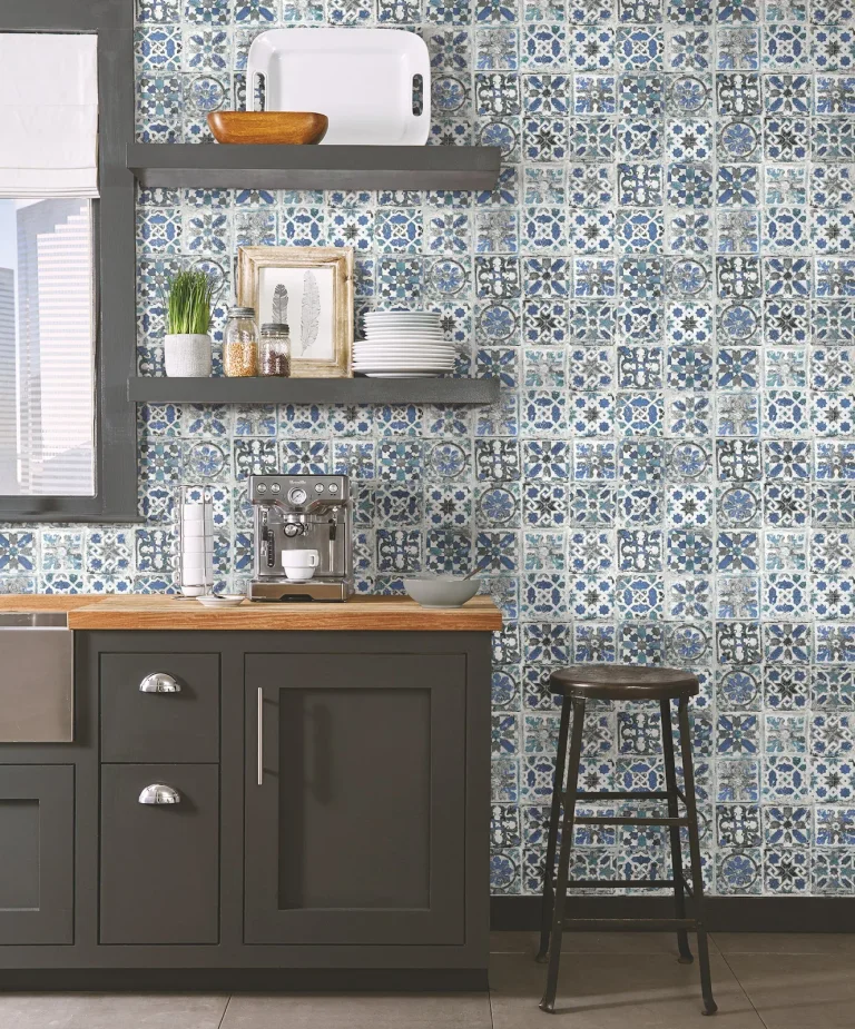 Encaustic Tile Peel and Stick Wallpaper - Lapis — Ảnh 5