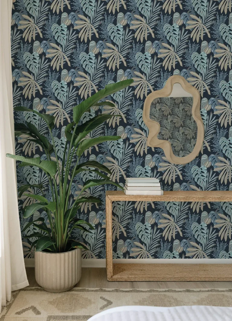 Alocasia Tropical Foliage Wallpaper - Blue — Ảnh 5