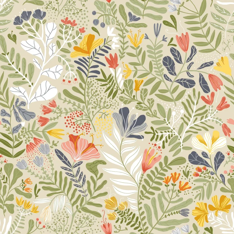 Brittsommar Woodland Floral Wallpaper - Green — Ảnh 3