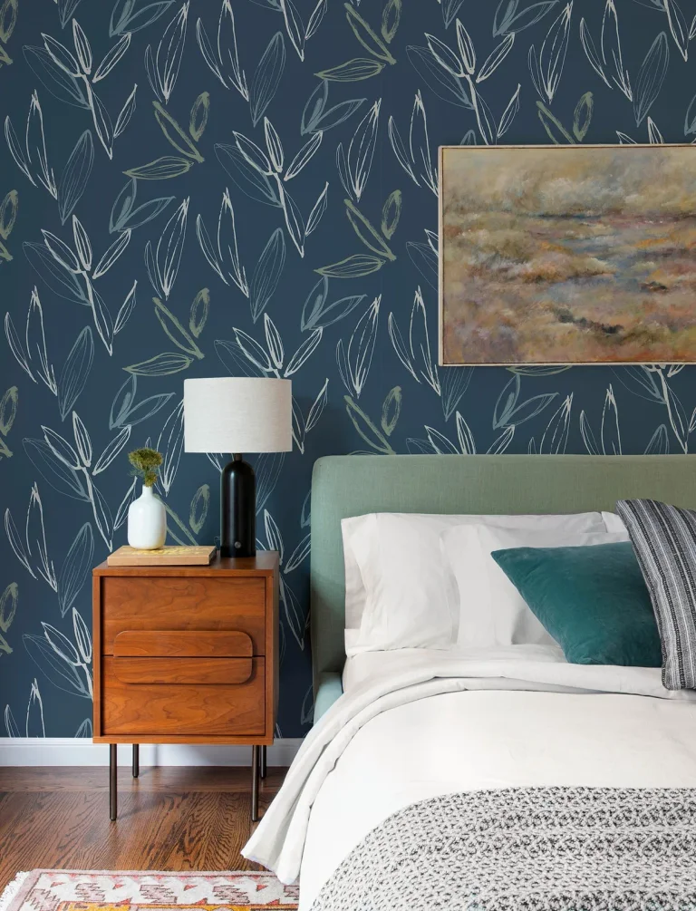 Kenia Leaf Toss Wallpaper - Indigo — Ảnh 3
