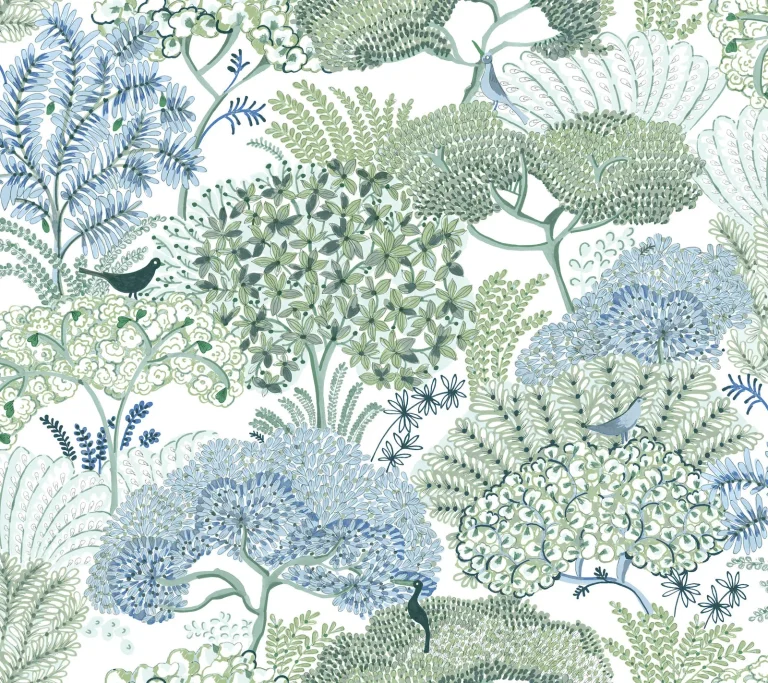 Everbloom Forest Botanical Peel and Stick Wallpaper - Forest Green — Ảnh 5