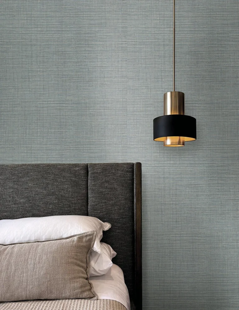 Lotus Silk Wallpaper - Steel Blue — Ảnh 3