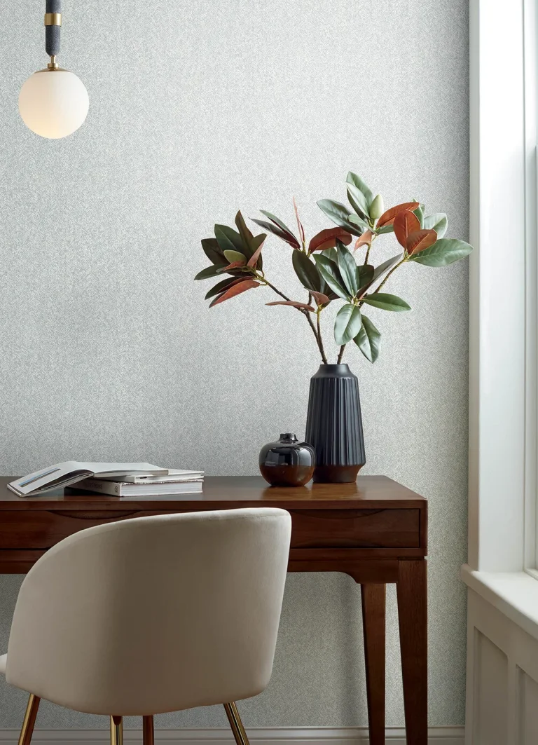Ashbee Faux Fabric Wallpaper - Light Grey — Image 3