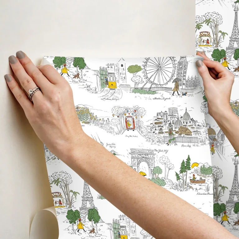 Rifle Paper Co. Travel Sketches Globetrotter Peel and Stick Wallpaper - Yellow — Ảnh 6