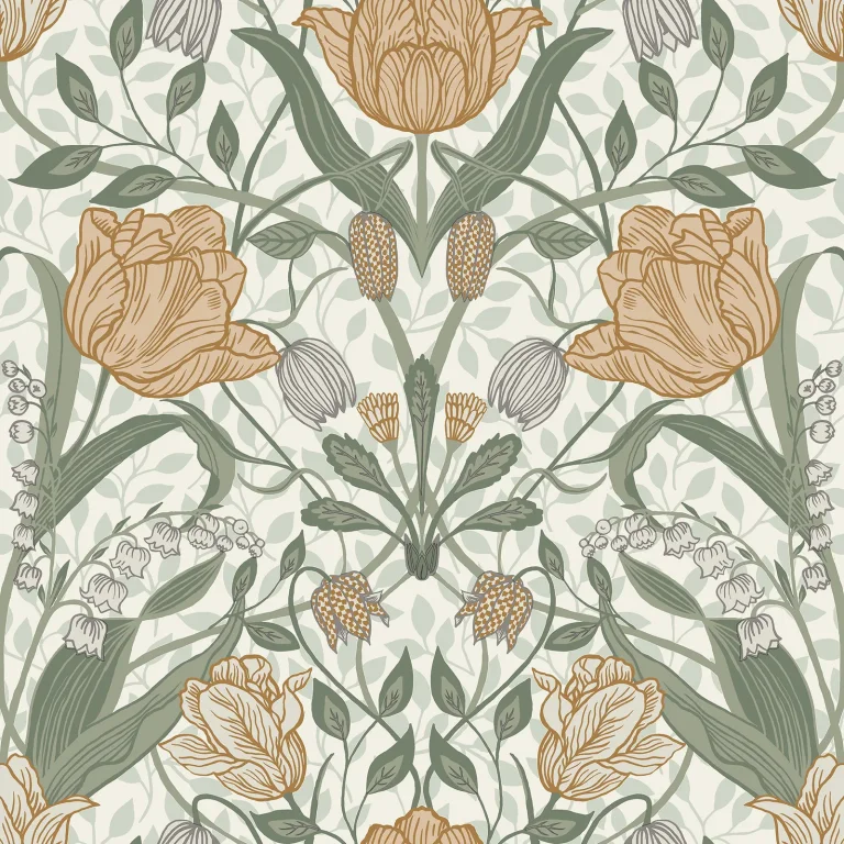 Tulipa Floral Wallpaper - Green — Ảnh 3