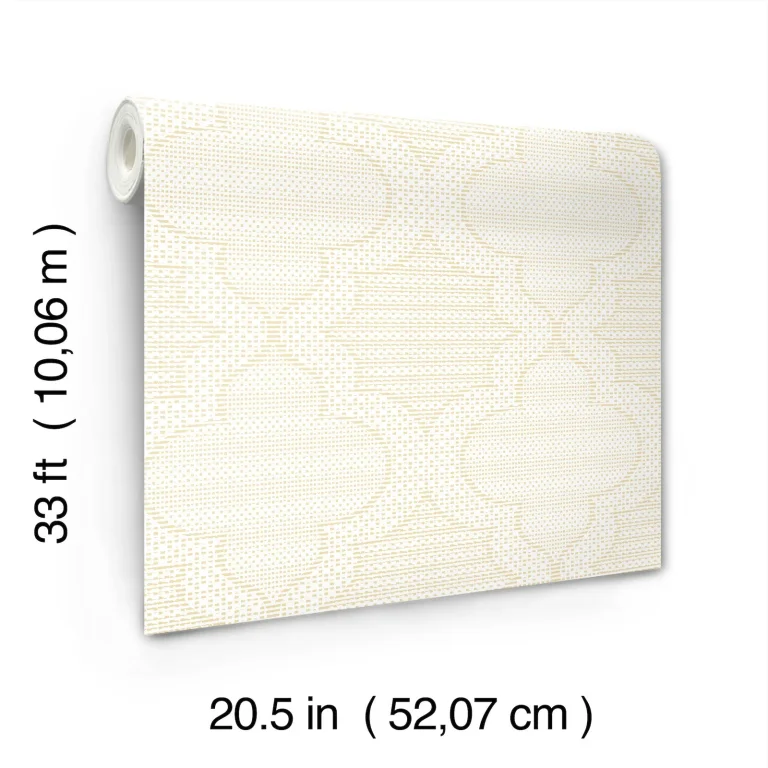 Ernest Quilted Quatrefoil Wallpaper - Yellow — Ảnh 5