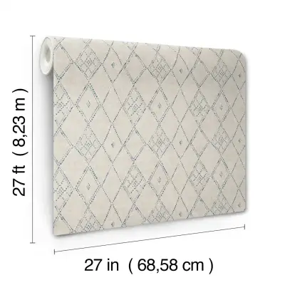 Souk Diamonds Wallpaper - Taupe/Denim