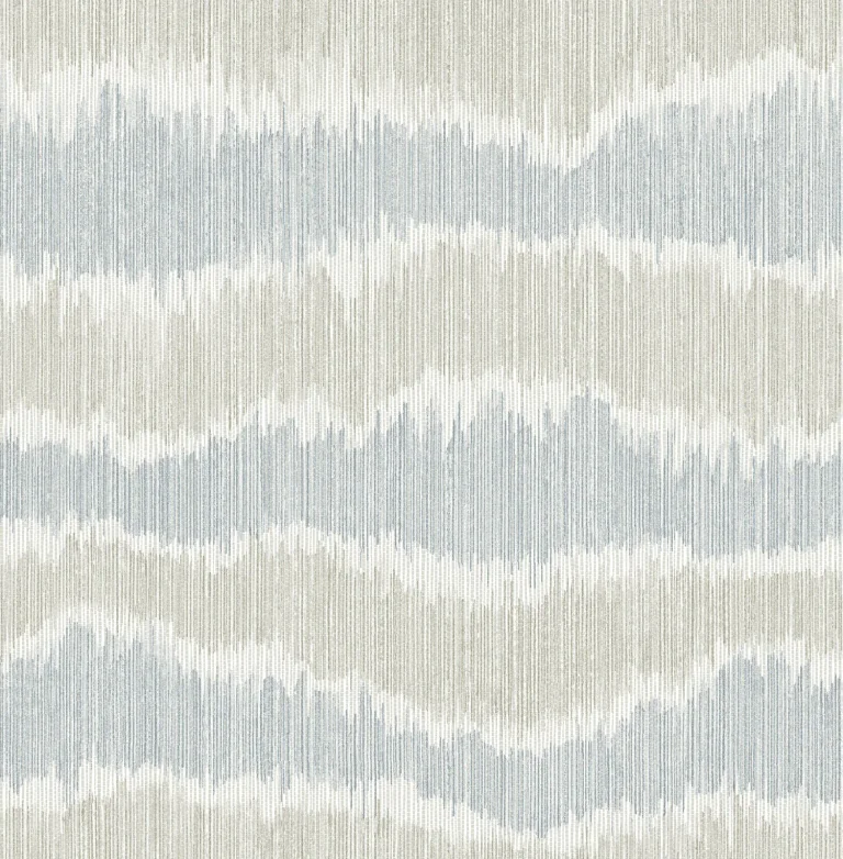 Wiggle Ikat Stripe Wallpaper - Natural/Blue — Ảnh 5