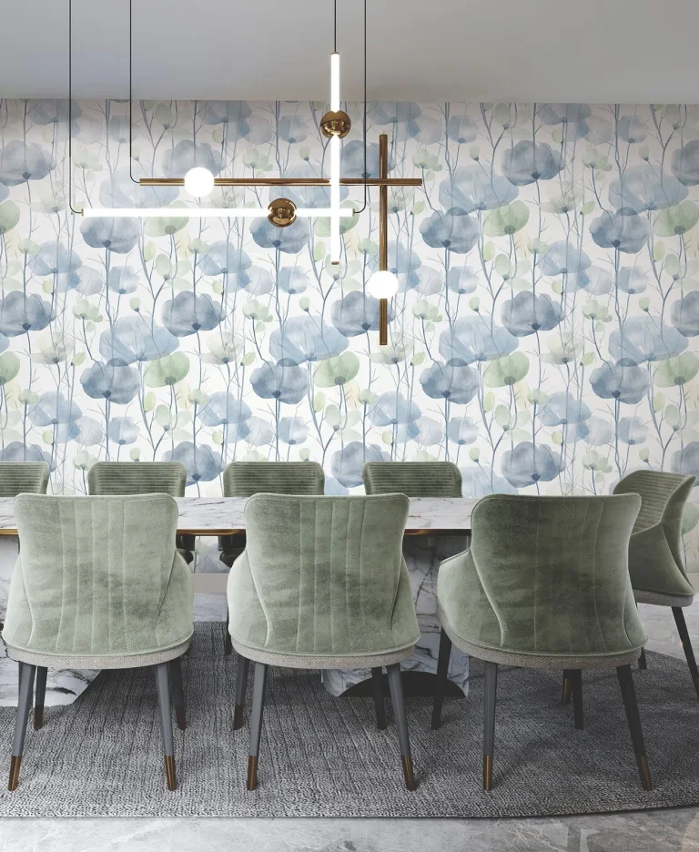 Ronald Redding Cotswolds Poppies Floral Wallpaper - Blue — Ảnh 5