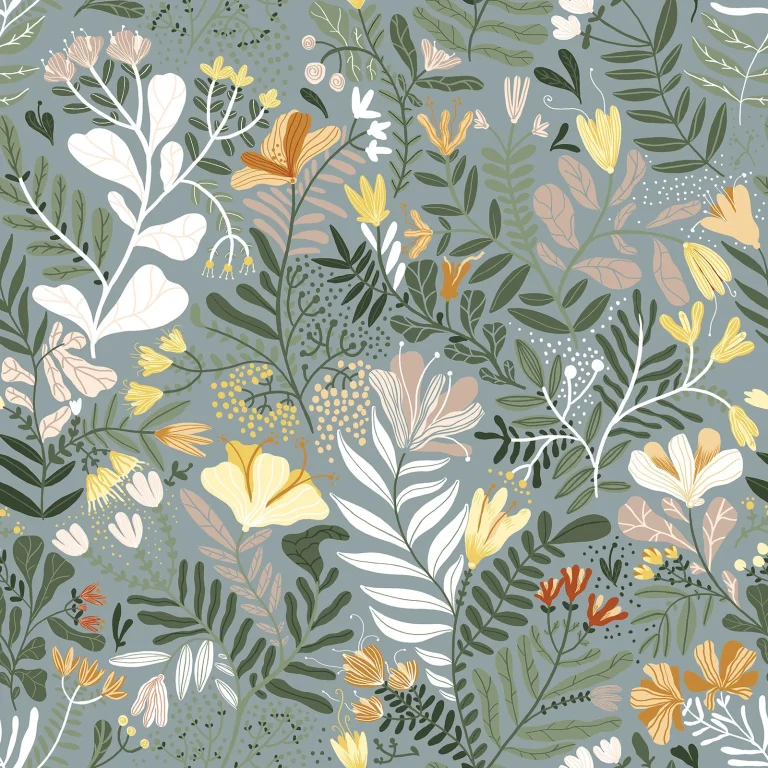 Brittsommar Woodland Floral Wallpaper - Slate — Ảnh 2
