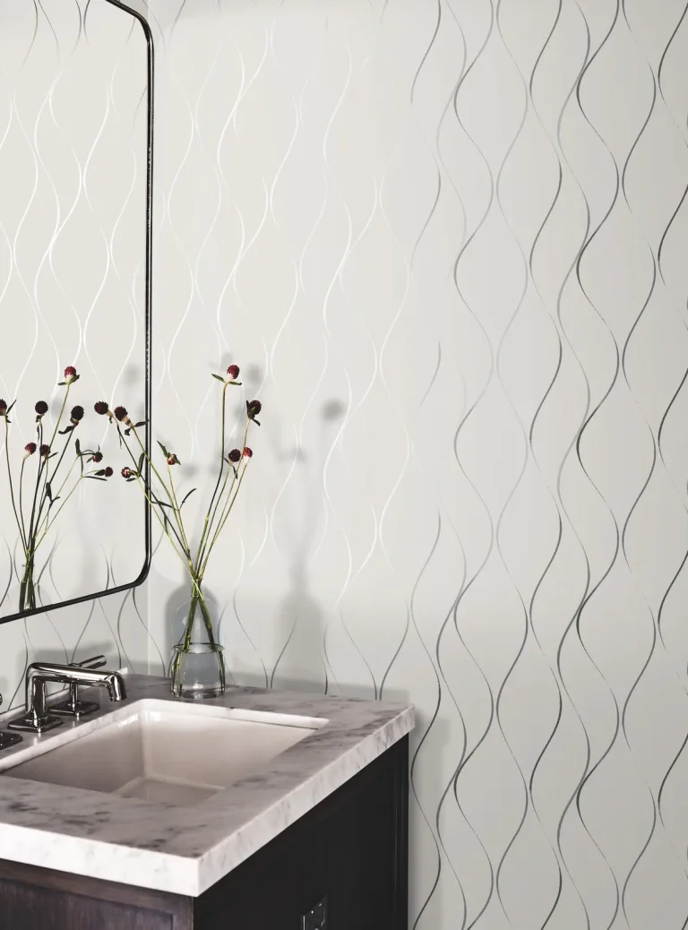 Wavy Stripe Wallpaper - White/Silver — Ảnh 3