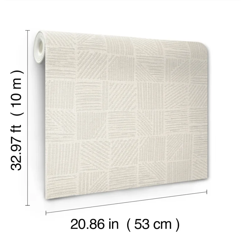 Chiseled Patchwork Faux Fabric Wallpaper - Beige — Ảnh 2