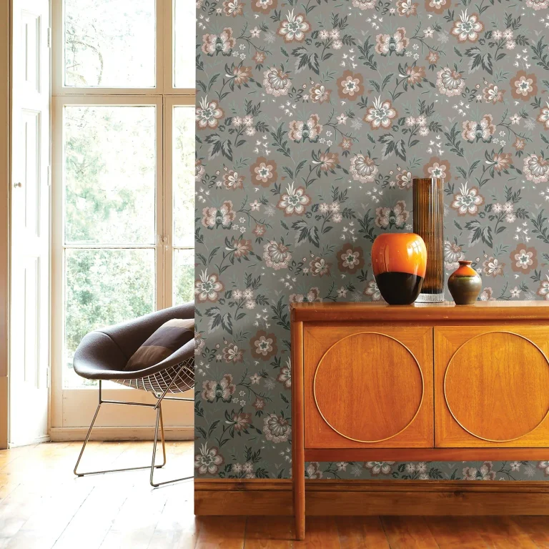 Athena Floral Wallpaper - Grey — Ảnh 2