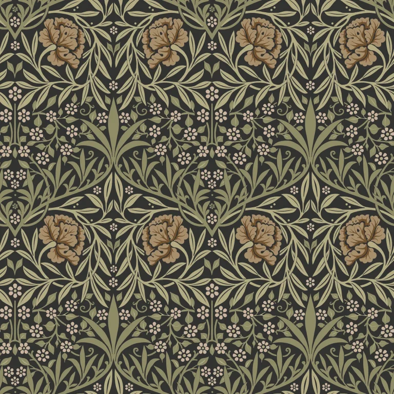 Oxford Union Floral Vines Wallpaper - Black — Ảnh 3