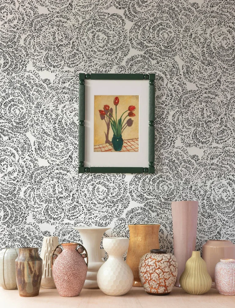 Ambroise Abstract Floral Wallpaper - Black — Ảnh 6
