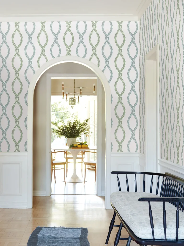Laureate Vine Trellis Wallpaper - Light Green — Ảnh 5