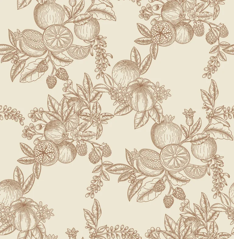 Chris Loves Julia Gerty Fruit Toile Wallpaper - Copper — Ảnh 5