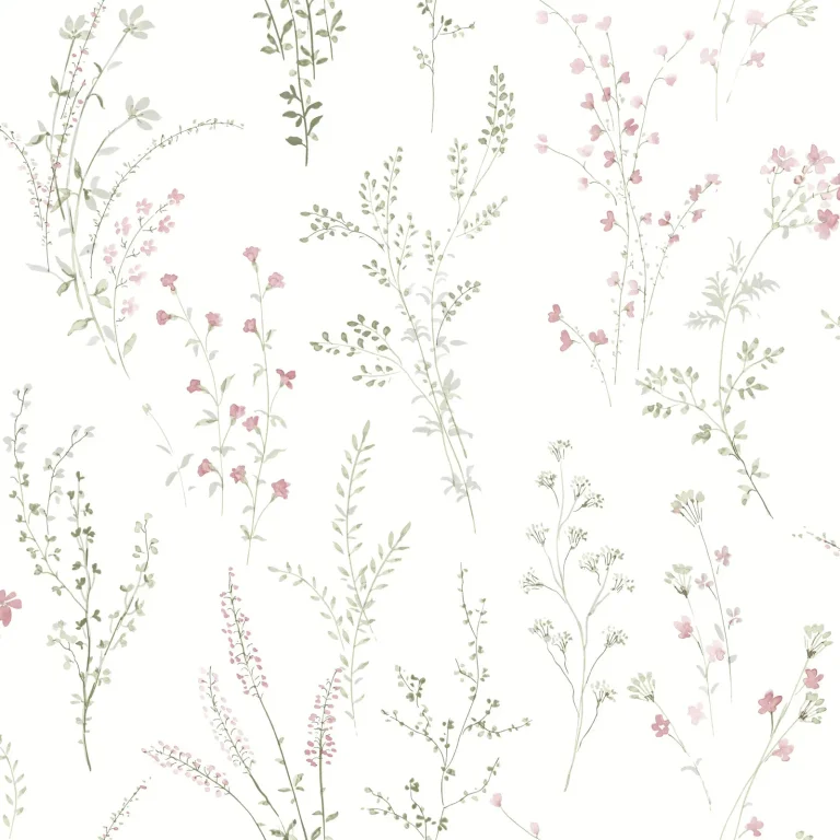 Wildflower Sprigs Peel and Stick Wallpaper - Pink/Green/Grey — Ảnh 5