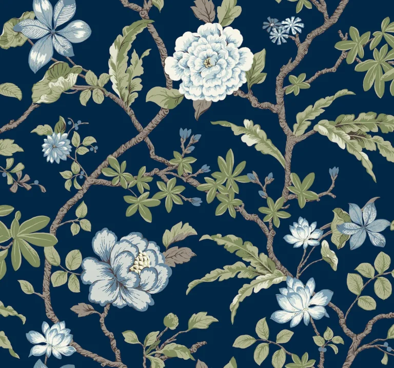 Ronald Redding Courtyard Botanical Wallpaper - Navy — Image 4