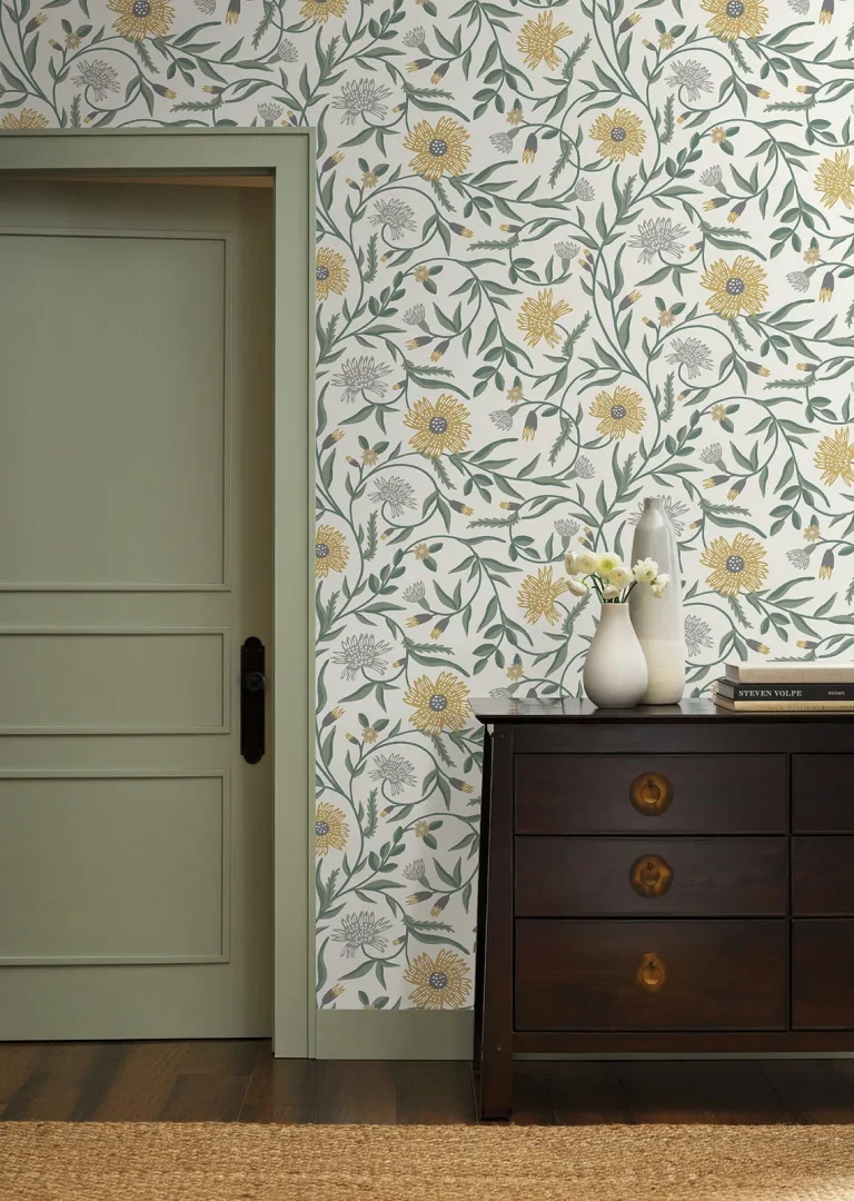 Rifle Paper Co. Aster Wallpaper - Linen & Gold — Ảnh 3