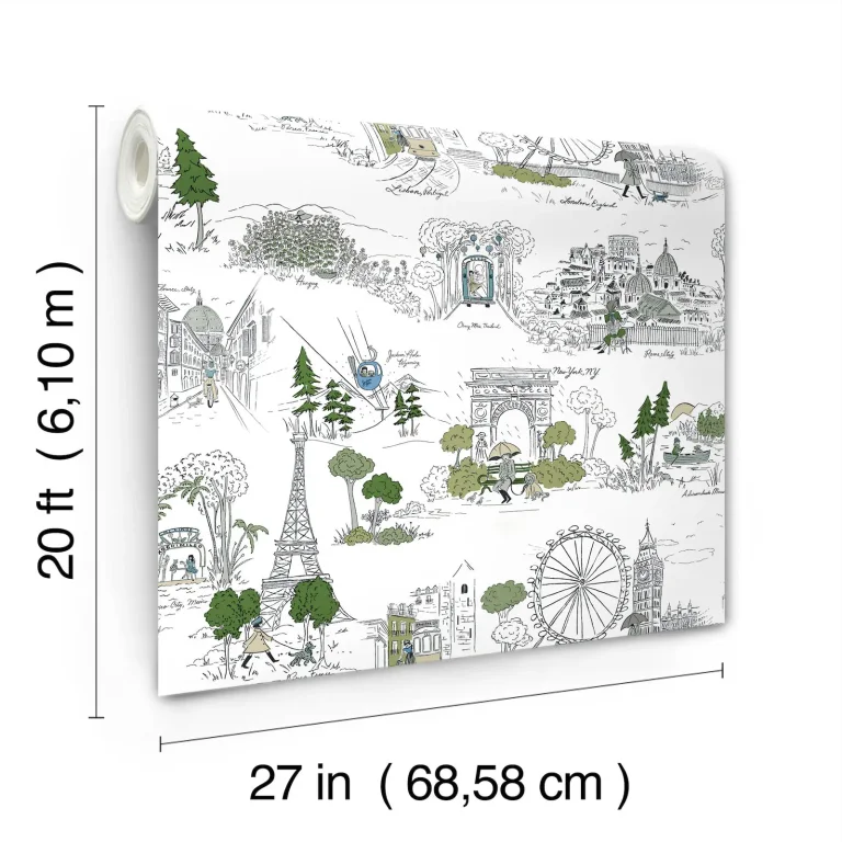Rifle Paper Co. Travel Sketches Globetrotter Peel and Stick Wallpaper - Blue — Ảnh 7