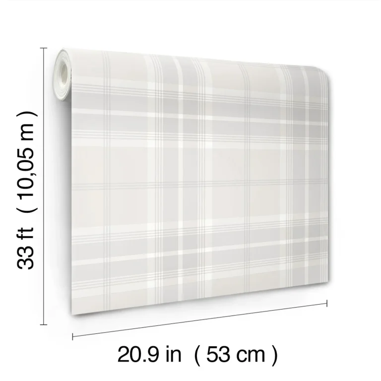 Emma Plaid Wallpaper - Dove — Ảnh 3