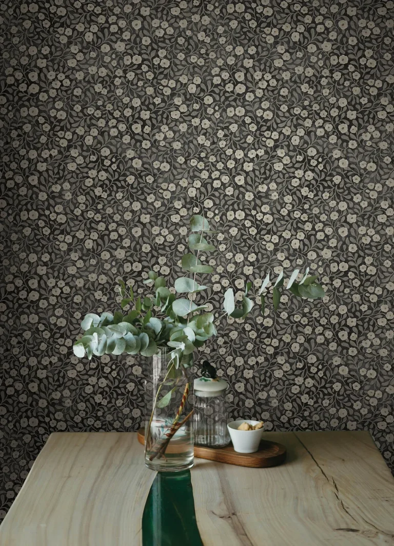 Chesapeake Poppy Trail Floral Wallpaper - Black — Ảnh 5