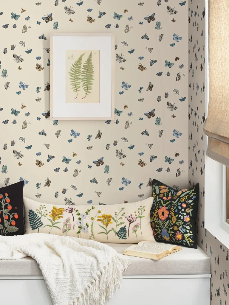Rifle Paper Co. Butterfly House Peel and Stick Wallpaper - Linen — Ảnh 5