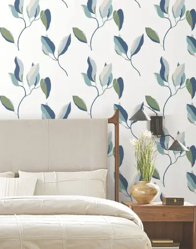 Brushwork Branches Wallpaper - Alpine & Cobalt