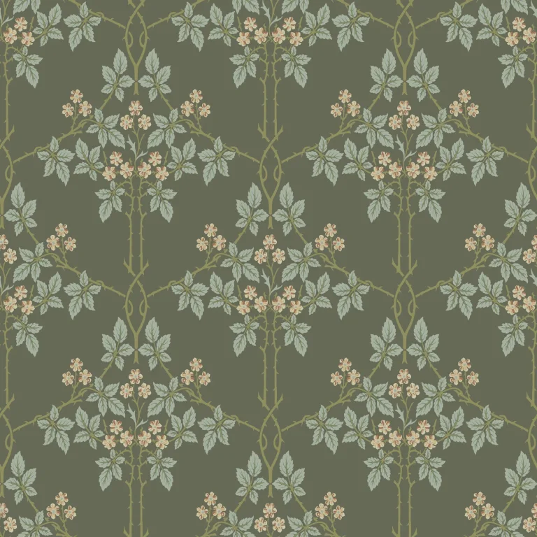 Blackberry Vine Trellis Wallpaper - Grey — Image 4