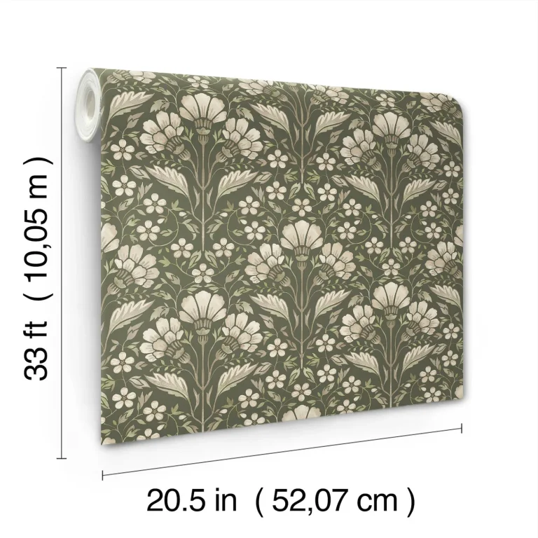 Chesapeake Edith Floral Damask Wallpaper - Green — Ảnh 5