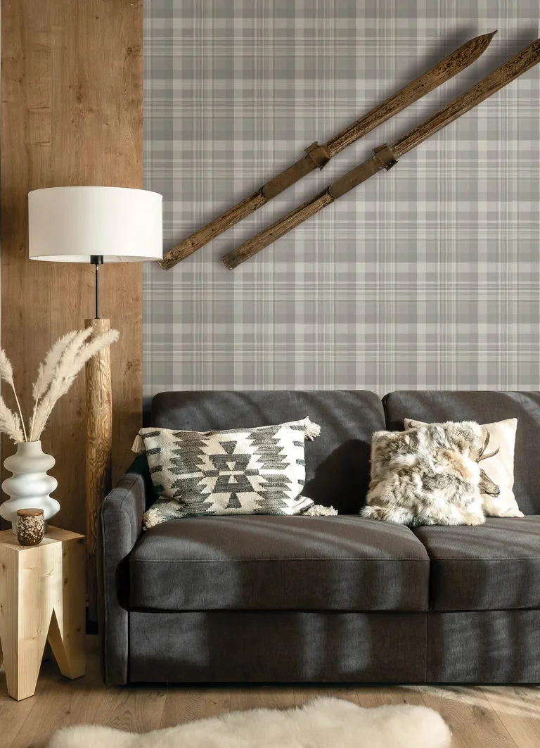 Chesapeake Dutton Plaid Wallpaper - Grey — Ảnh 6