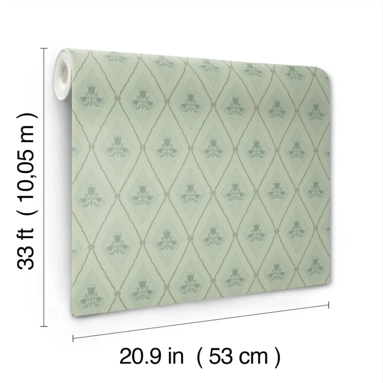 Alma Diamond Floral Wallpaper - Mint — Image 2