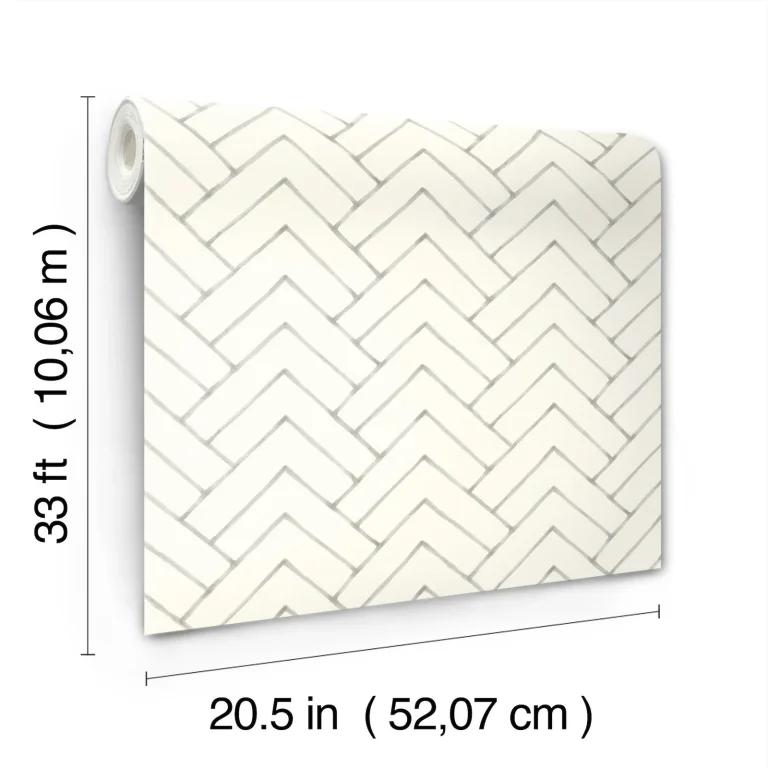 Chesapeake Oswin Tiered Herringbone Wallpaper - Grey — Ảnh 4