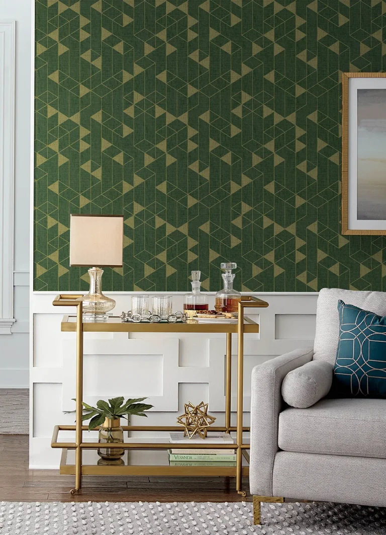 Fairbank Linen Geometric Wallpaper - Evergreen — Ảnh 4