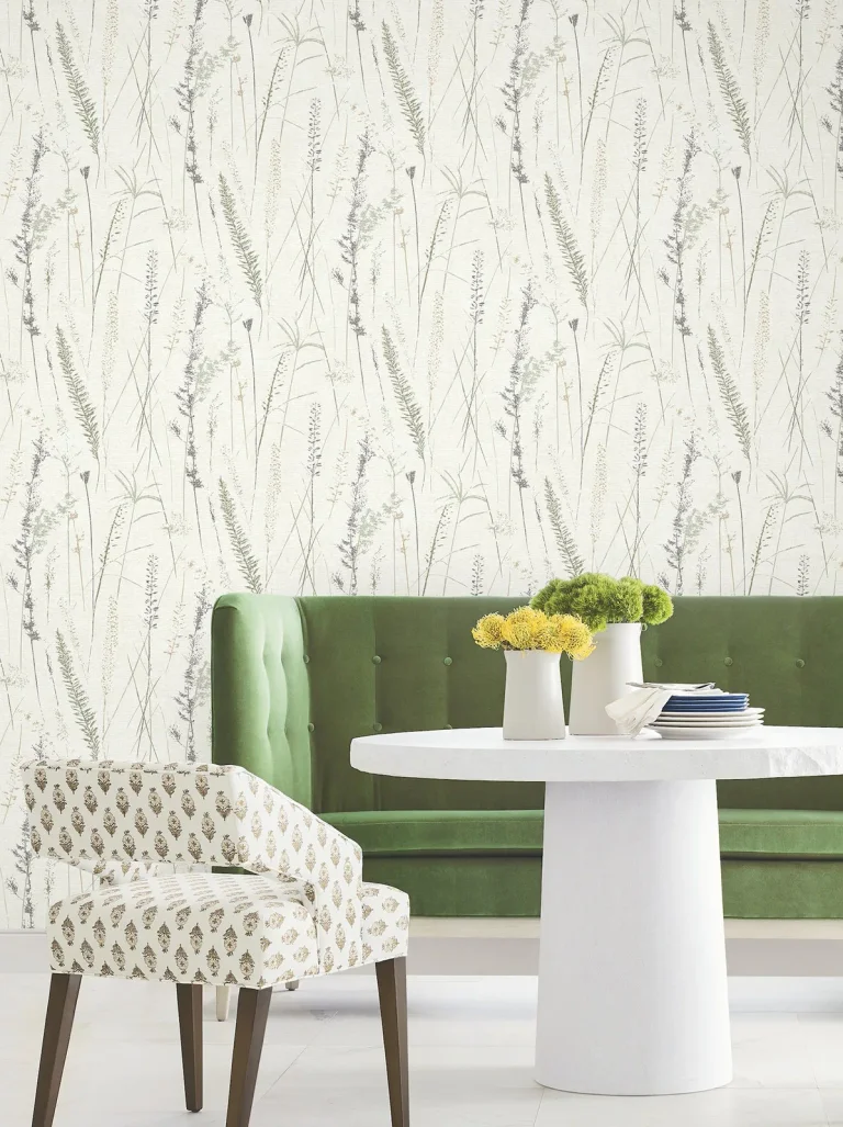 Meadow Splendor Botanical Wallpaper - Charcoal — Ảnh 5