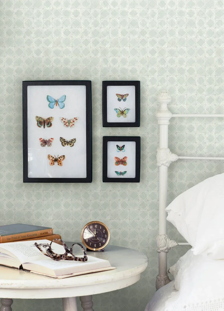 Chesapeake Button Block Geometric Wallpaper - Aqua — Image 5